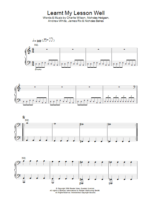 Kaiser Chiefs Learnt My Lesson Well Sheet Music Notes & Chords for Piano, Vocal & Guitar - Download or Print PDF