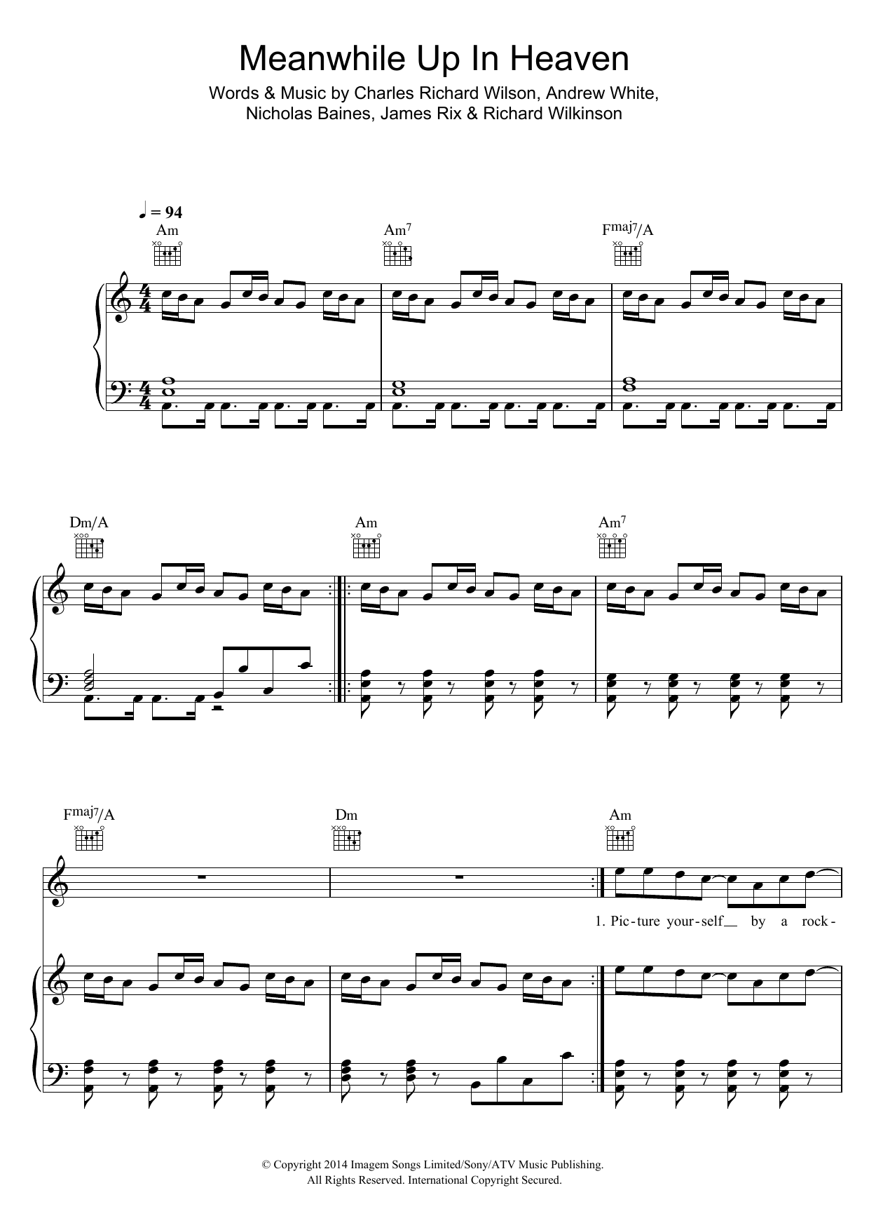 Kaiser Chiefs Meanwhile Up In Heaven Sheet Music Notes & Chords for Piano, Vocal & Guitar (Right-Hand Melody) - Download or Print PDF
