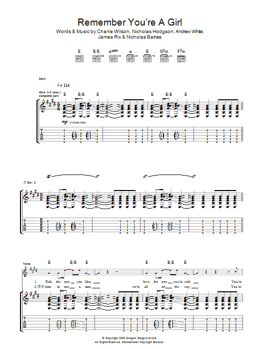 Kaiser Chiefs Remember You're A Girl Sheet Music Notes & Chords for Guitar Tab - Download or Print PDF