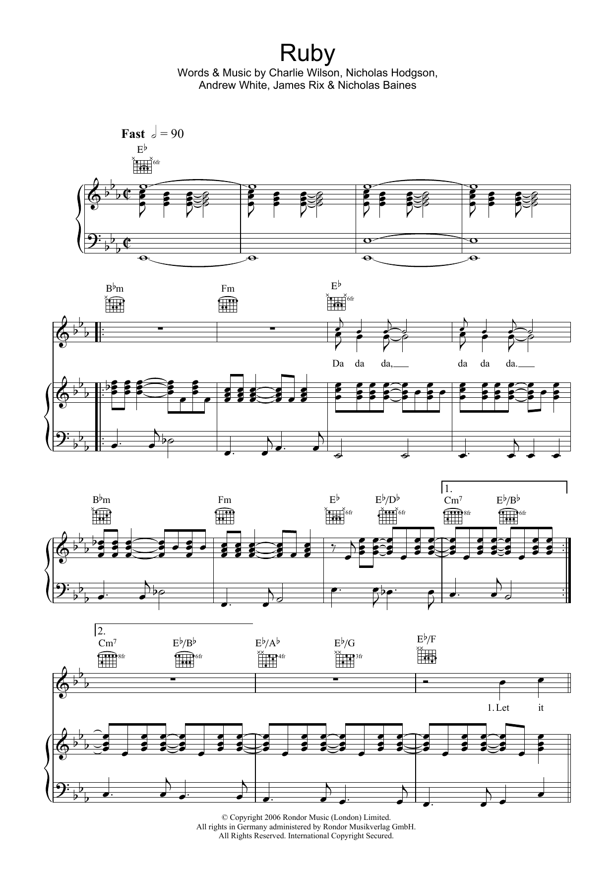 Kaiser Chiefs Ruby Sheet Music Notes & Chords for Flute - Download or Print PDF