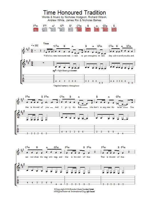 Kaiser Chiefs Time Honoured Tradition Sheet Music Notes & Chords for Guitar Tab - Download or Print PDF