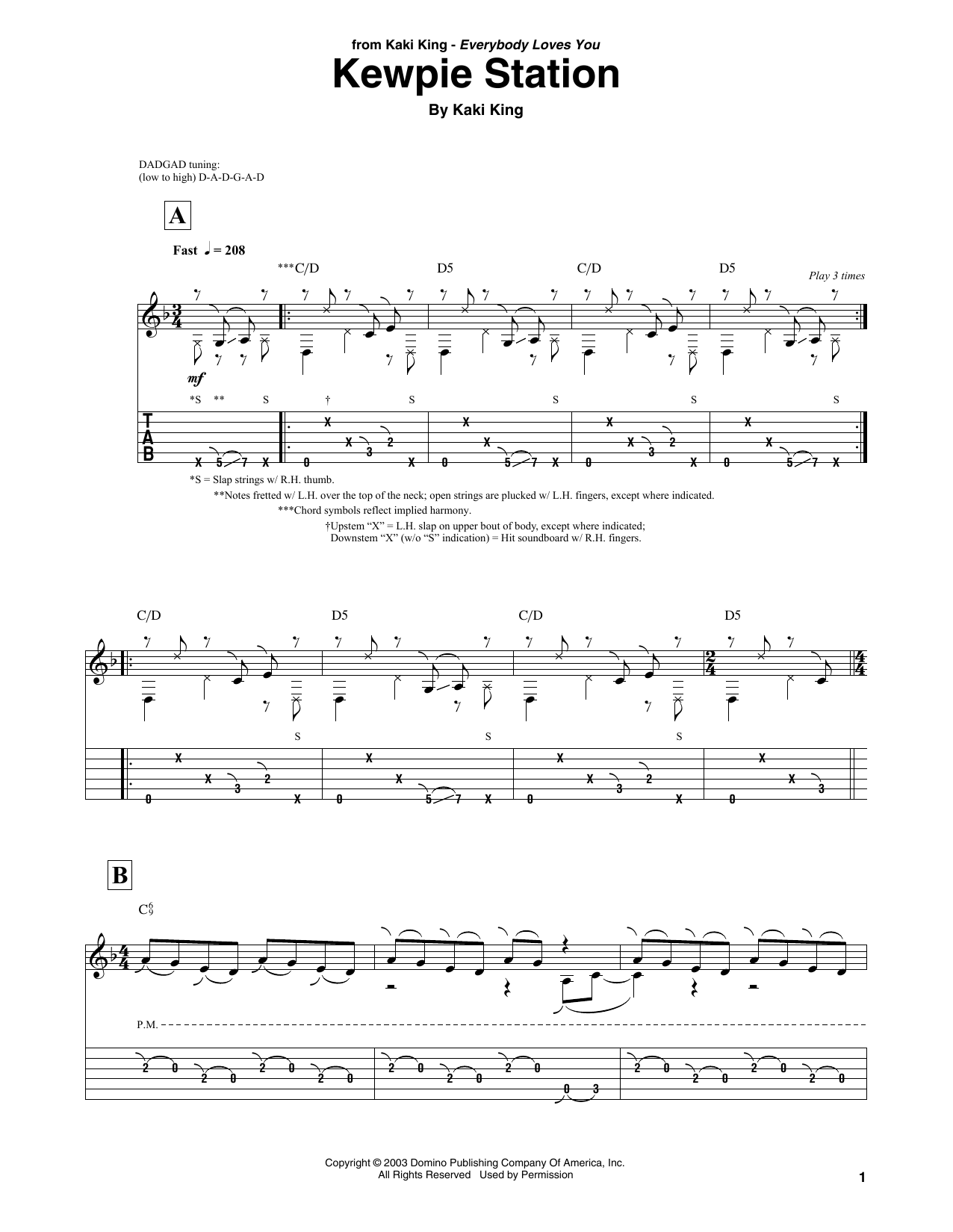 Kaki King Kewpie Station Sheet Music Notes & Chords for Solo Guitar Tab - Download or Print PDF