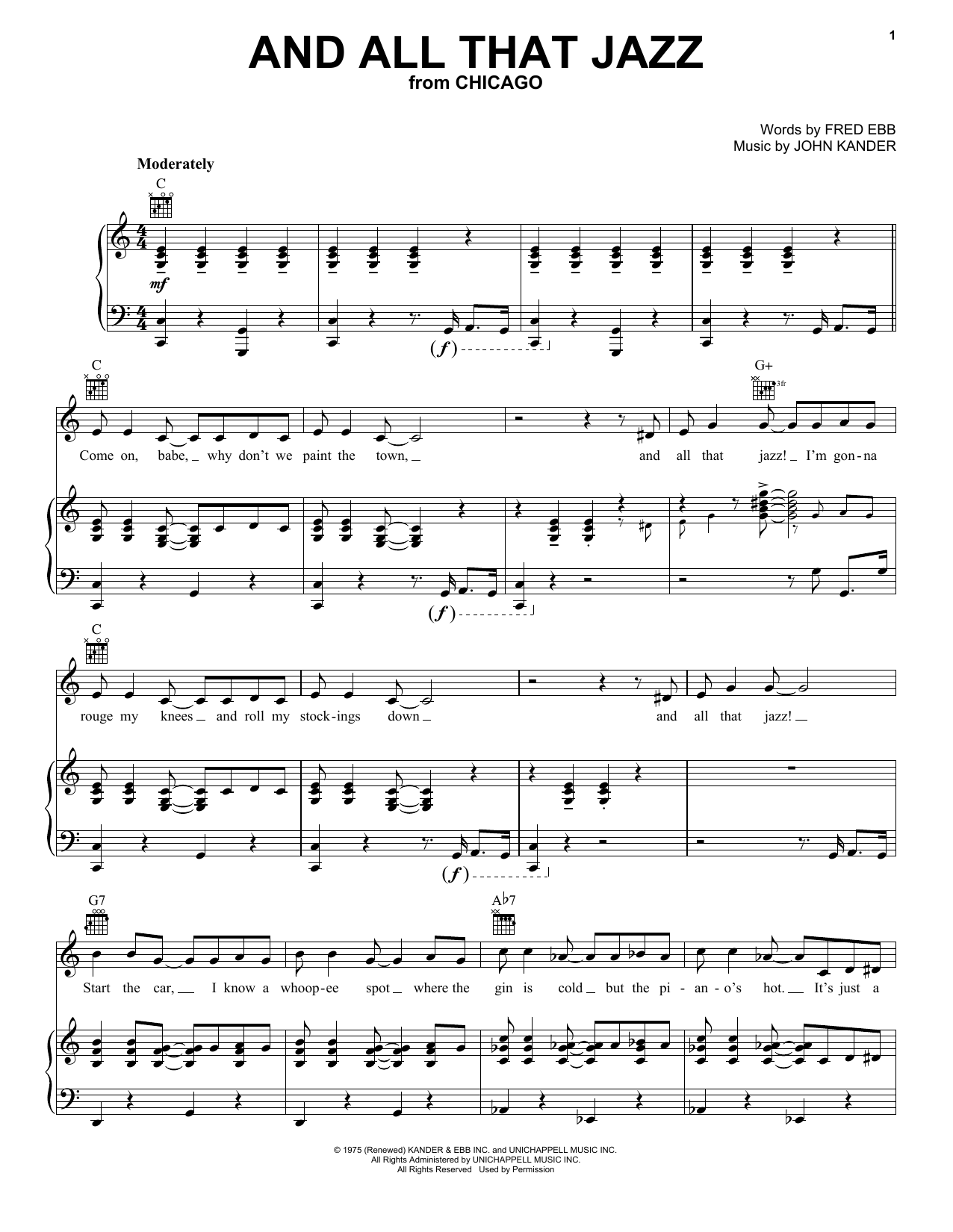Kander & Ebb And All That Jazz Sheet Music Notes & Chords for Real Book – Melody & Chords - Download or Print PDF