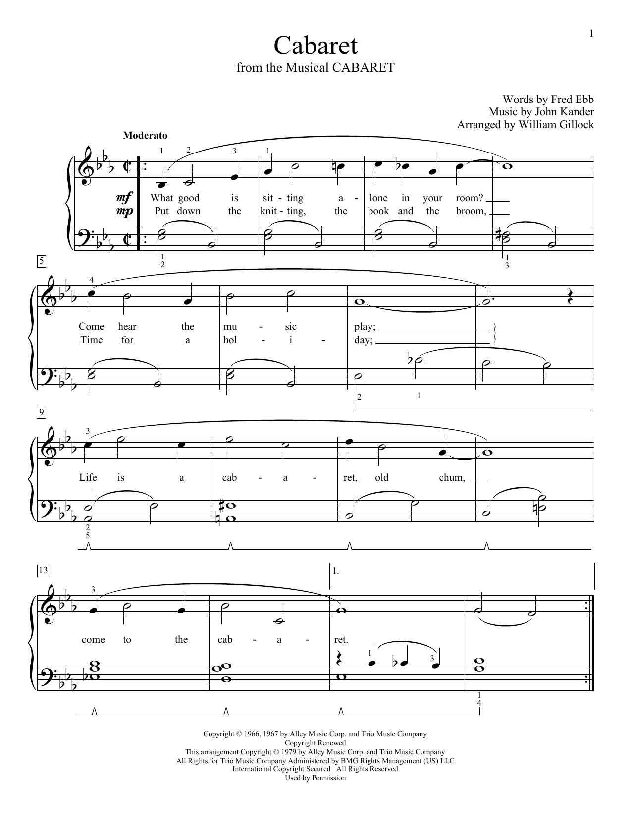 Kander & Ebb Cabaret (arr. William Gillock) Sheet Music Notes & Chords for Educational Piano - Download or Print PDF