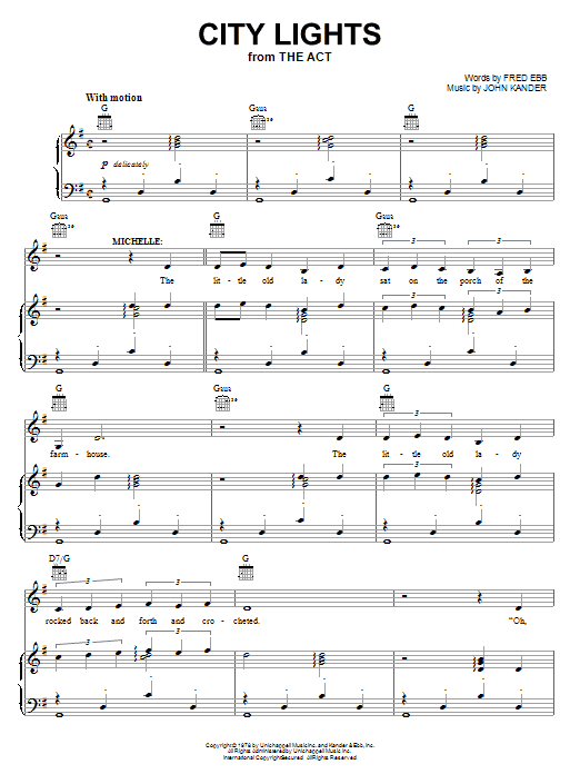 Kander & Ebb City Lights Sheet Music Notes & Chords for Piano, Vocal & Guitar (Right-Hand Melody) - Download or Print PDF