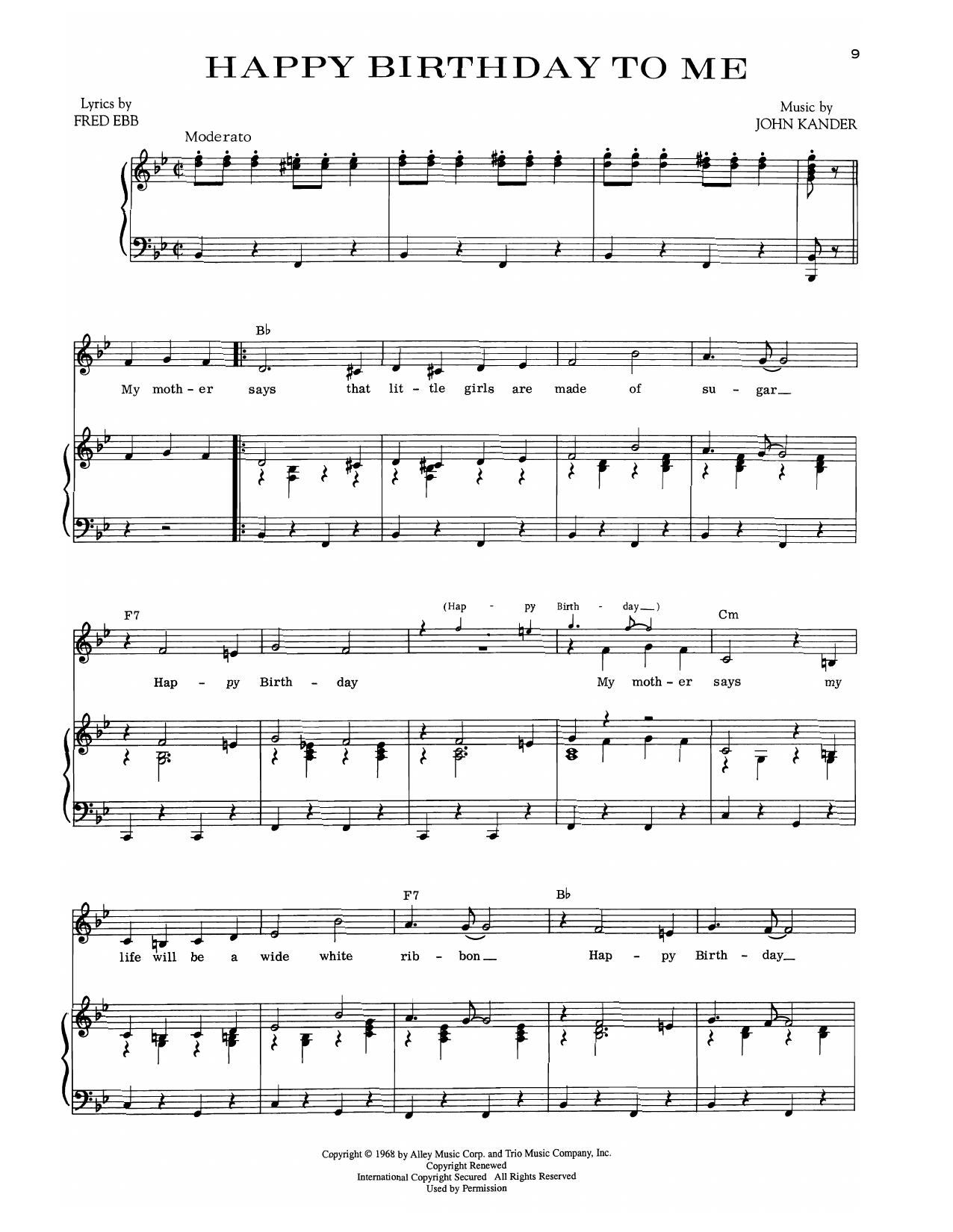 Kander & Ebb Happy Birthday To Me (from Zorba) Sheet Music Notes & Chords for Piano & Vocal - Download or Print PDF