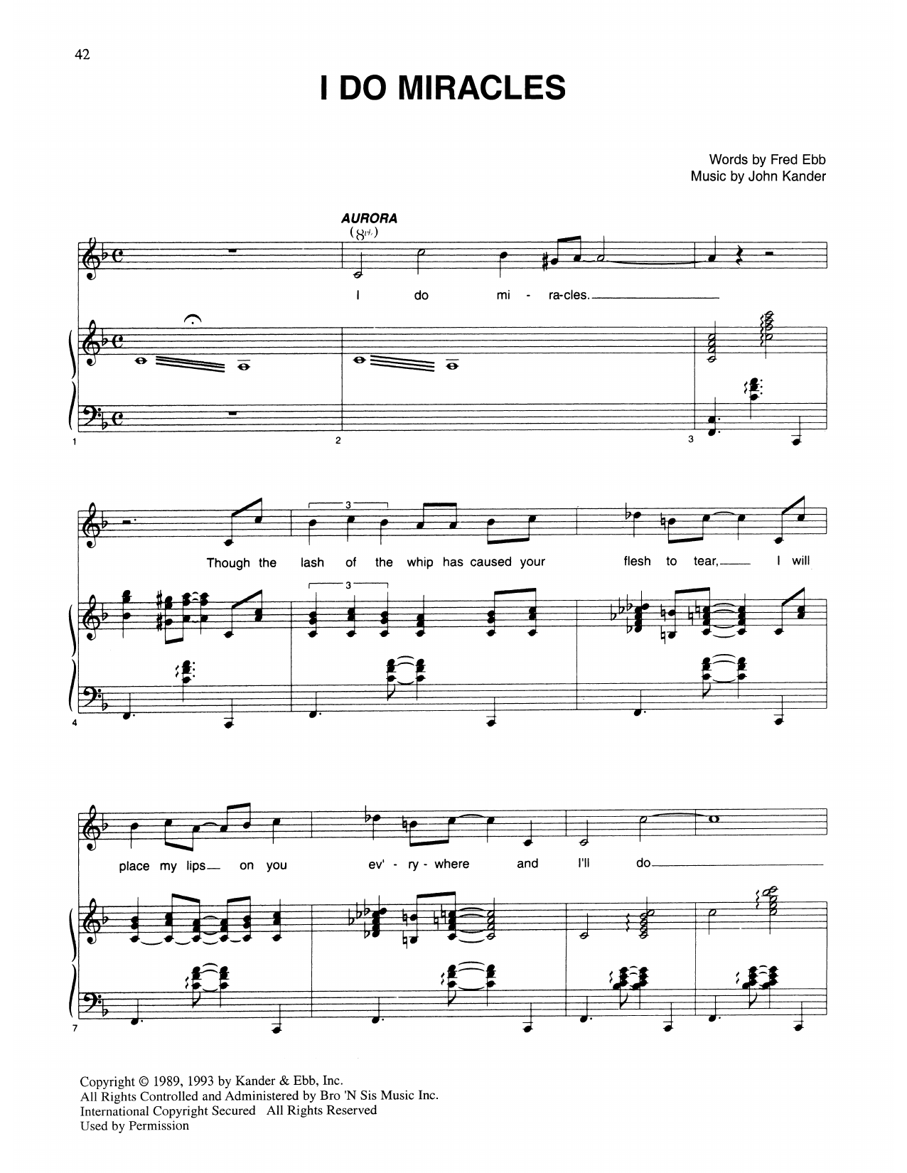 Kander & Ebb I Do Miracles (from Kiss Of The Spider Woman) Sheet Music Notes & Chords for Piano & Vocal - Download or Print PDF