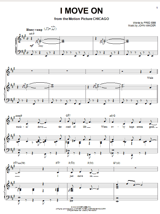 Kander & Ebb I Move On Sheet Music Notes & Chords for Easy Piano - Download or Print PDF