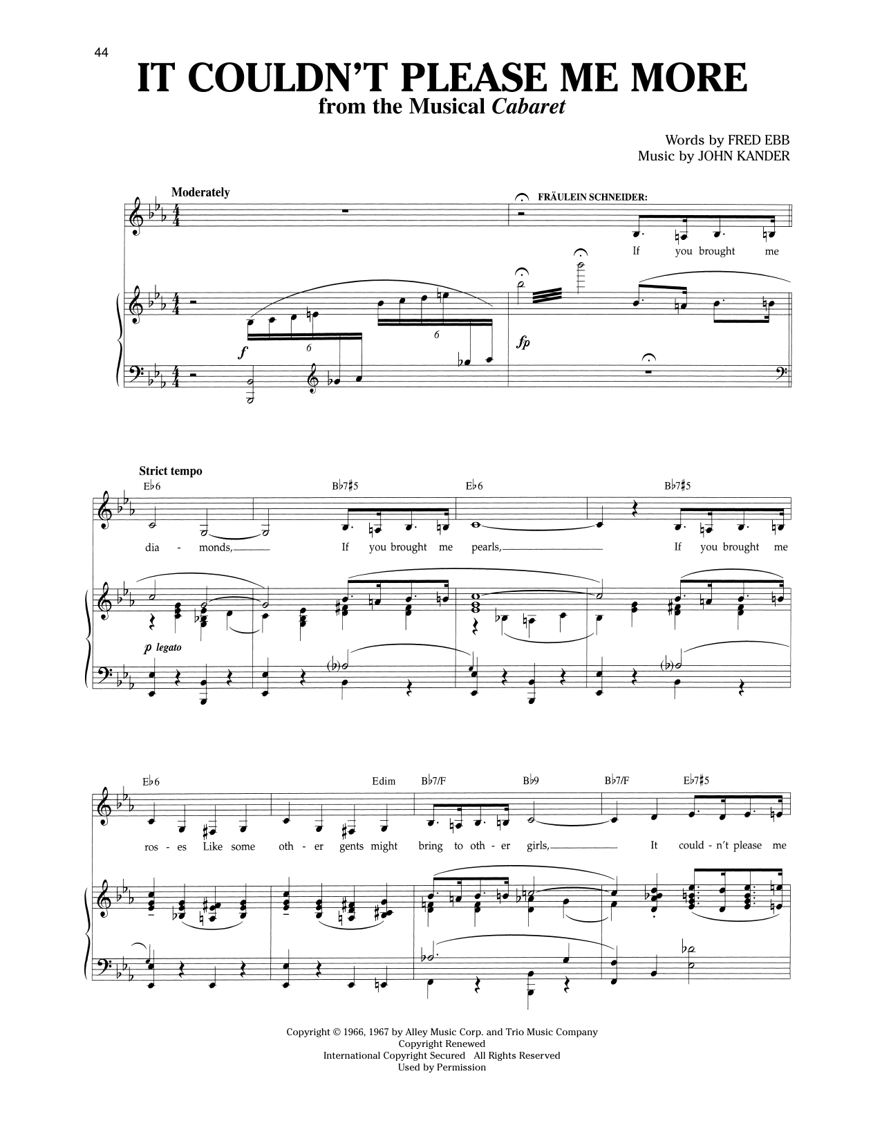 Kander & Ebb It Couldn't Please Me More (from Cabaret) Sheet Music Notes & Chords for Vocal Duet - Download or Print PDF
