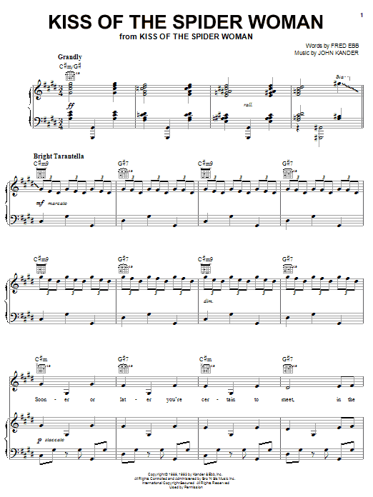 Kander & Ebb Kiss Of The Spider Woman Sheet Music Notes & Chords for Lyrics & Chords - Download or Print PDF