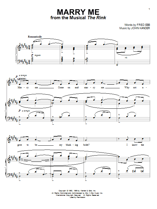 Kander & Ebb Marry Me Sheet Music Notes & Chords for Piano & Vocal - Download or Print PDF