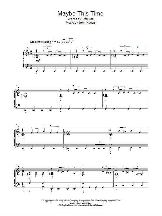 Kander & Ebb Maybe This Time (from Cabaret) Sheet Music Notes & Chords for Lead Sheet / Fake Book - Download or Print PDF