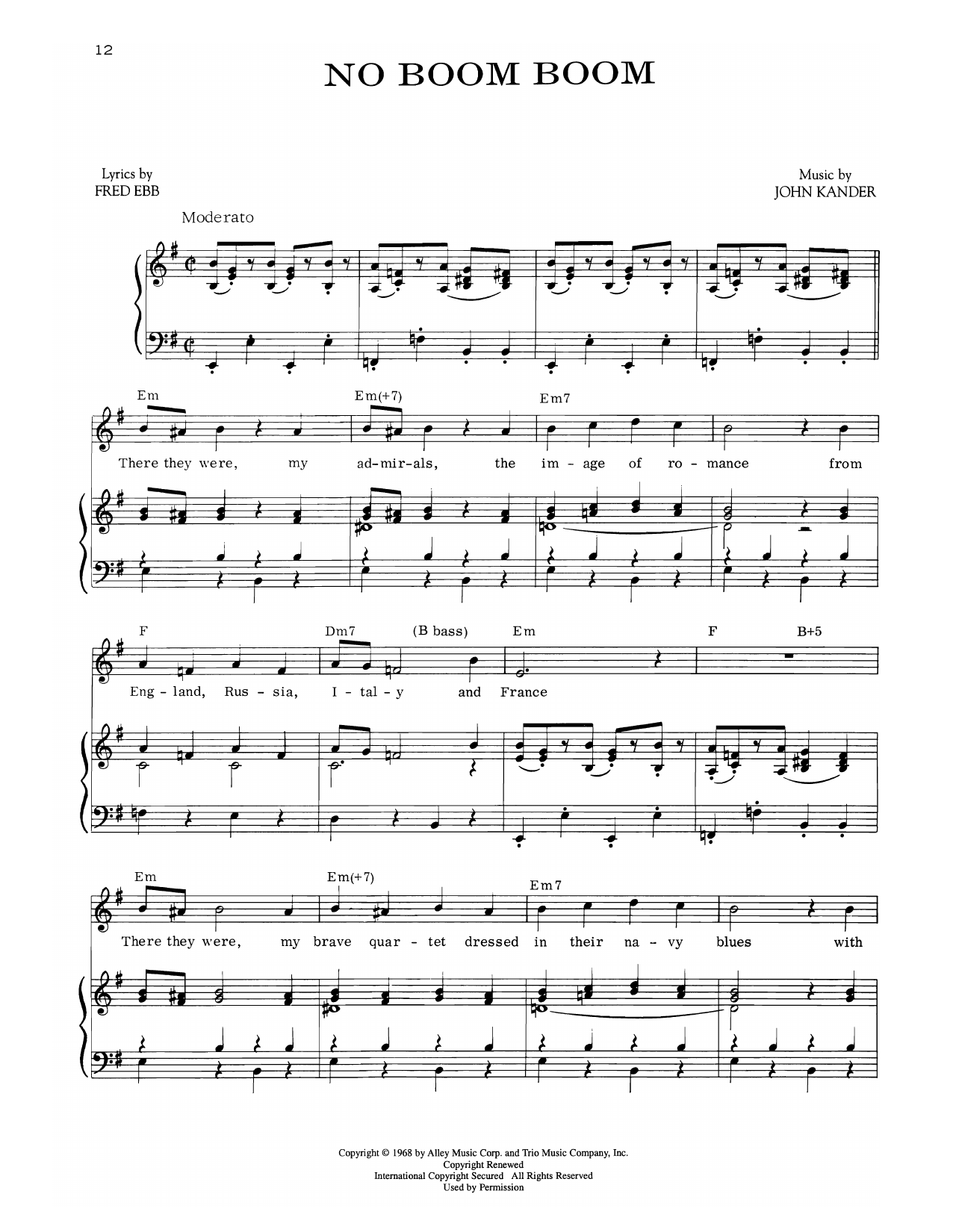 Kander & Ebb No Boom Boom (from Zorba) Sheet Music Notes & Chords for Piano & Vocal - Download or Print PDF