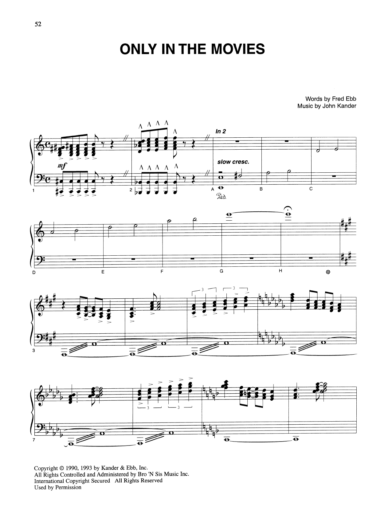 Kander & Ebb Only In The Movies (from Kiss Of The Spider Woman) Sheet Music Notes & Chords for Piano & Vocal - Download or Print PDF