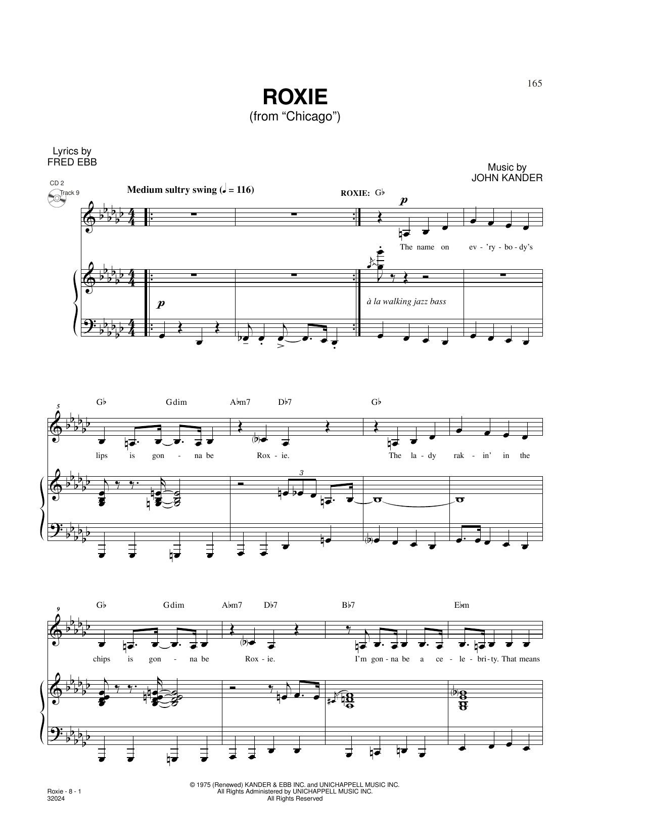 Kander & Ebb Roxie (from Chicago) Sheet Music Notes & Chords for Piano & Vocal - Download or Print PDF