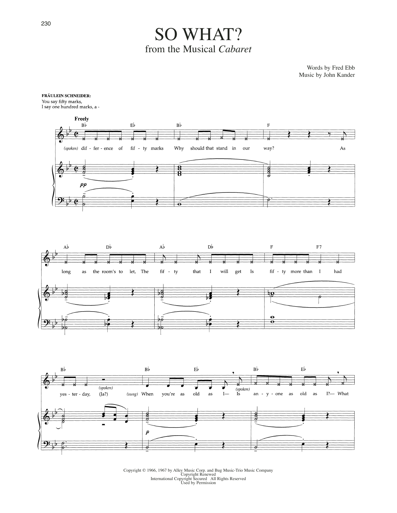 Kander & Ebb So What? (from Cabaret) Sheet Music Notes & Chords for Piano & Vocal - Download or Print PDF