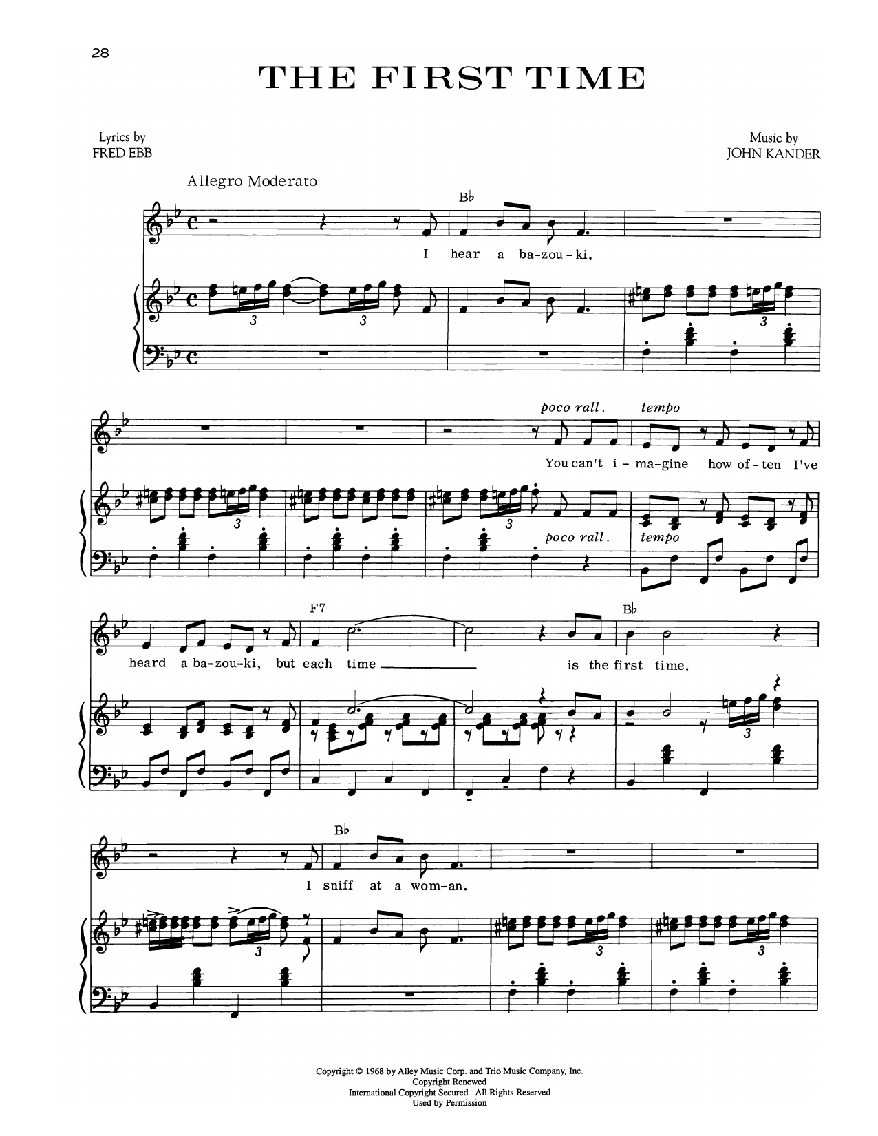 Kander & Ebb The First Time (from Zorba) Sheet Music Notes & Chords for Piano & Vocal - Download or Print PDF