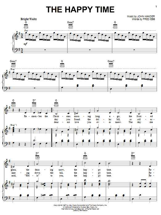 Kander & Ebb The Happy Time Sheet Music Notes & Chords for Piano, Vocal & Guitar (Right-Hand Melody) - Download or Print PDF