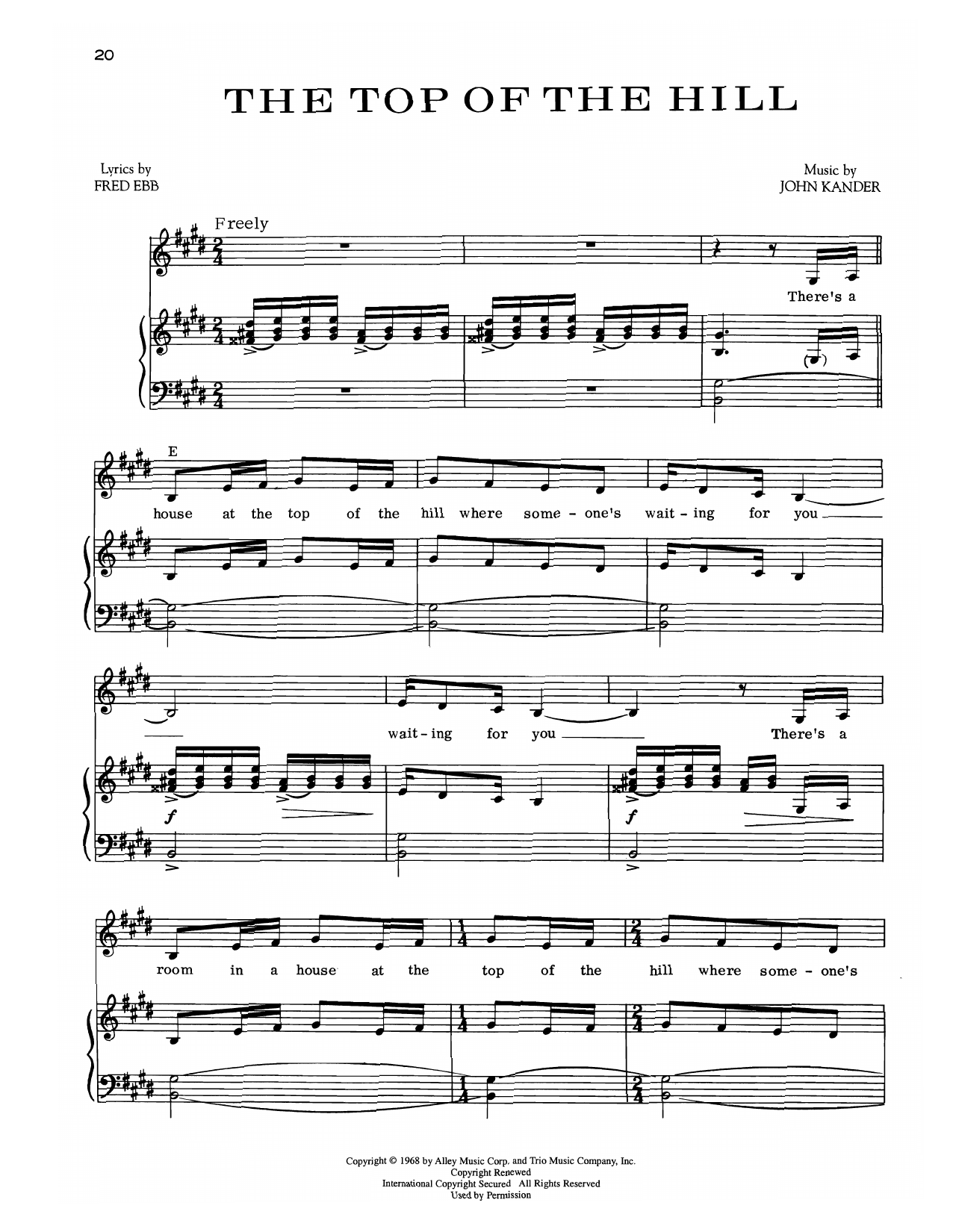 Kander & Ebb The Top Of The Hill (from Zorba) Sheet Music Notes & Chords for Piano & Vocal - Download or Print PDF