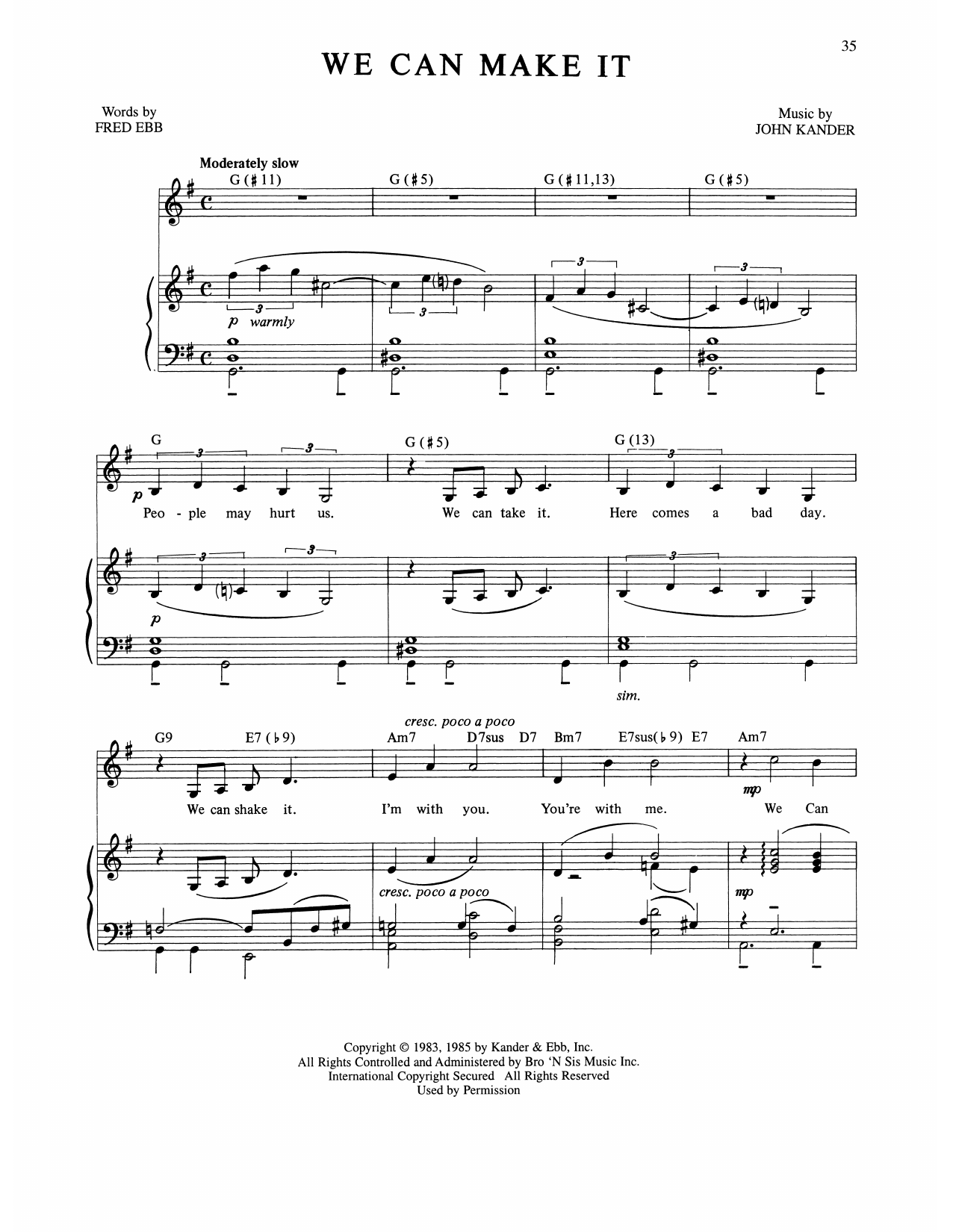 Kander & Ebb We Can Make It (from The Rink) Sheet Music Notes & Chords for Piano, Vocal & Guitar Chords (Right-Hand Melody) - Download or Print PDF