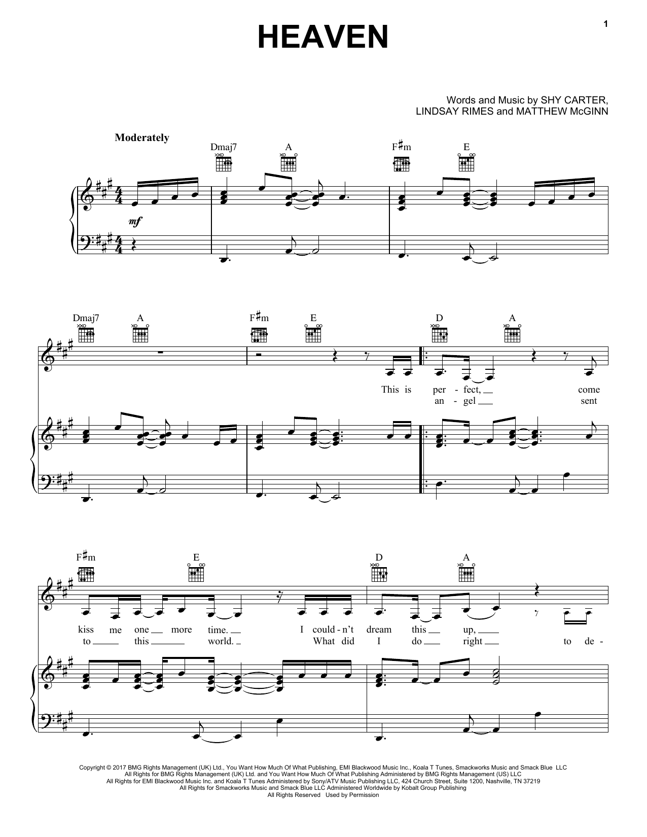 Kane Brown Heaven Sheet Music Notes & Chords for Big Note Piano - Download or Print PDF