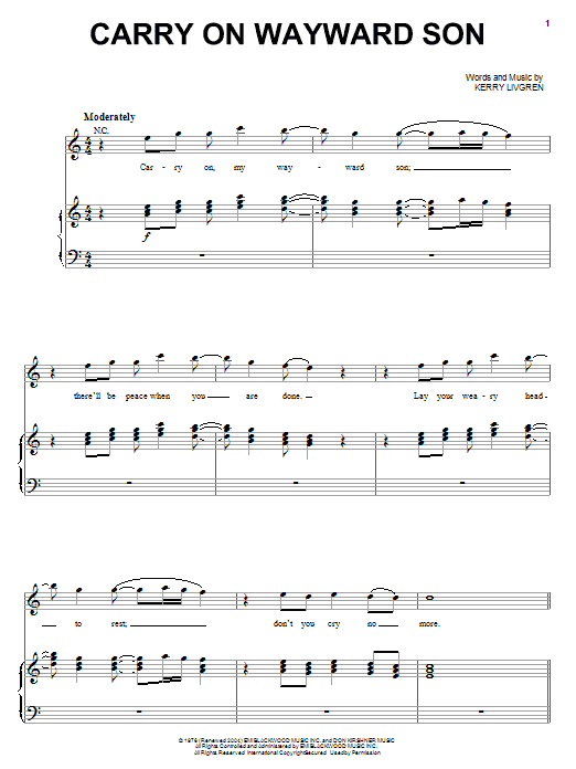 Kansas Carry On Wayward Son Sheet Music Notes & Chords for Drums Transcription - Download or Print PDF