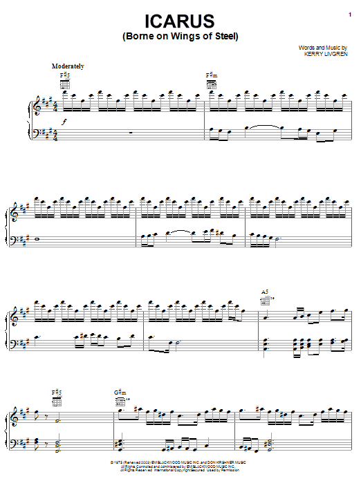 Kansas Icarus (Borne On Wings Of Steel) Sheet Music Notes & Chords for Guitar Tab - Download or Print PDF