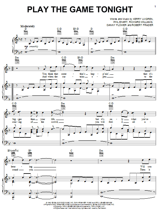 Kansas Play The Game Tonight Sheet Music Notes & Chords for Piano, Vocal & Guitar (Right-Hand Melody) - Download or Print PDF