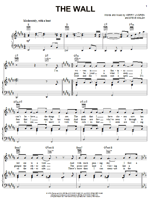 Kansas The Wall Sheet Music Notes & Chords for Guitar Tab Play-Along - Download or Print PDF