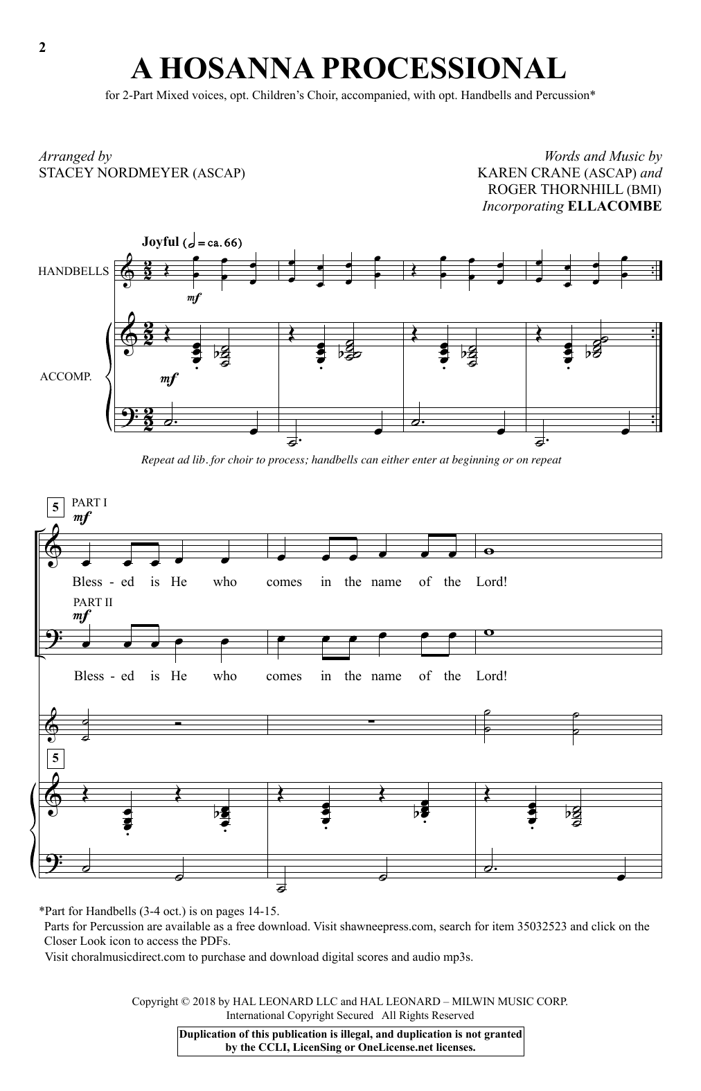 Karen Crane & Roger Thornhill A Hosanna Processional (arr. Stacey Nordmeyer) Sheet Music Notes & Chords for Choral - Download or Print PDF