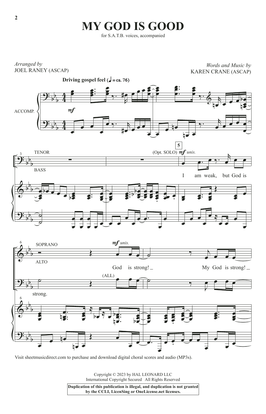 Karen Crane My God Is Good (arr. Joel Raney) Sheet Music Notes & Chords for SATB Choir - Download or Print PDF