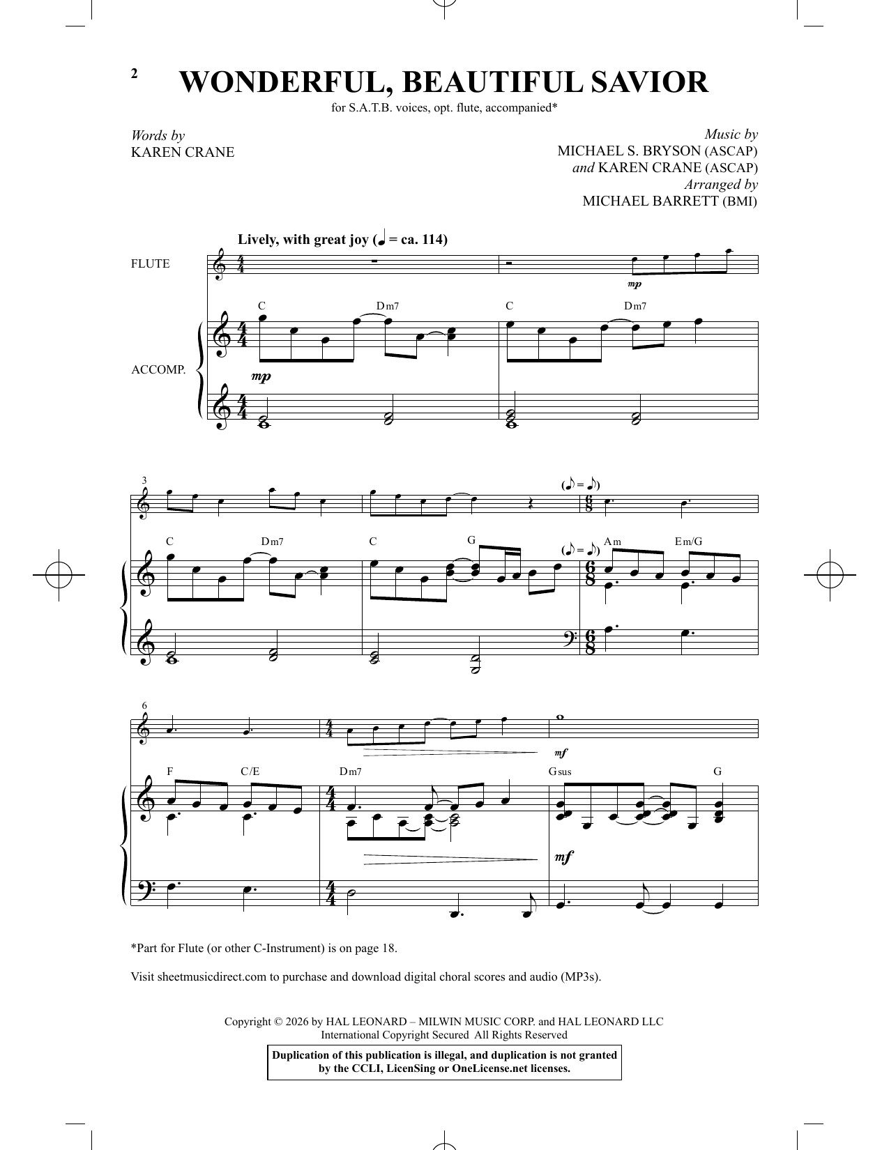 Karen Crane Wonderful, Beautiful Savior (arr. Michael Barrett) Sheet Music Notes & Chords for SATB Choir - Download or Print PDF