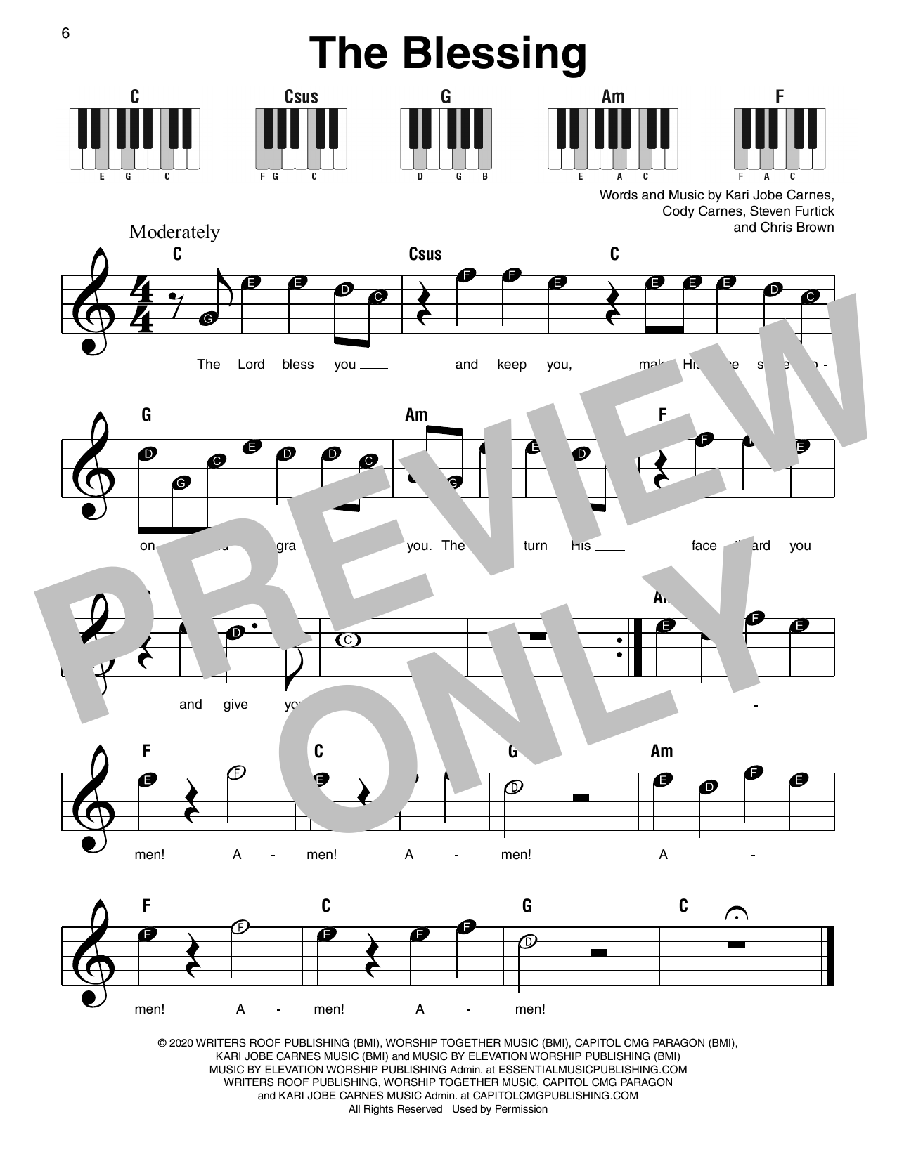 Kari Jobe & Cody Carnes The Blessing Sheet Music Notes & Chords for Super Easy Piano - Download or Print PDF