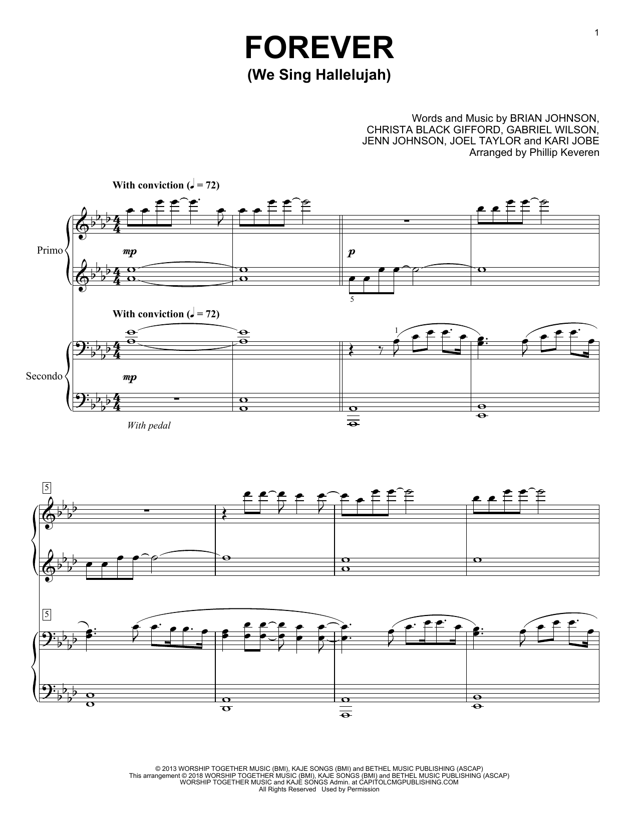 Phillip Keveren Forever (We Sing Hallelujah) Sheet Music Notes & Chords for Piano Duet - Download or Print PDF