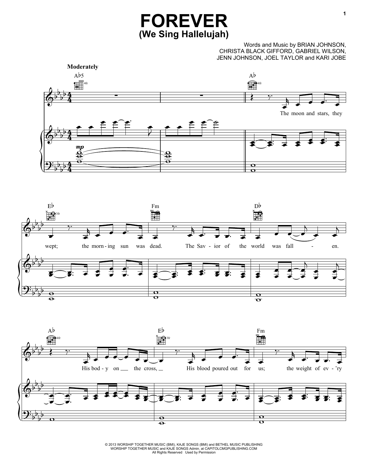 Kari Jobe Forever (We Sing Hallelujah) Sheet Music Notes & Chords for Piano, Vocal & Guitar (Right-Hand Melody) - Download or Print PDF