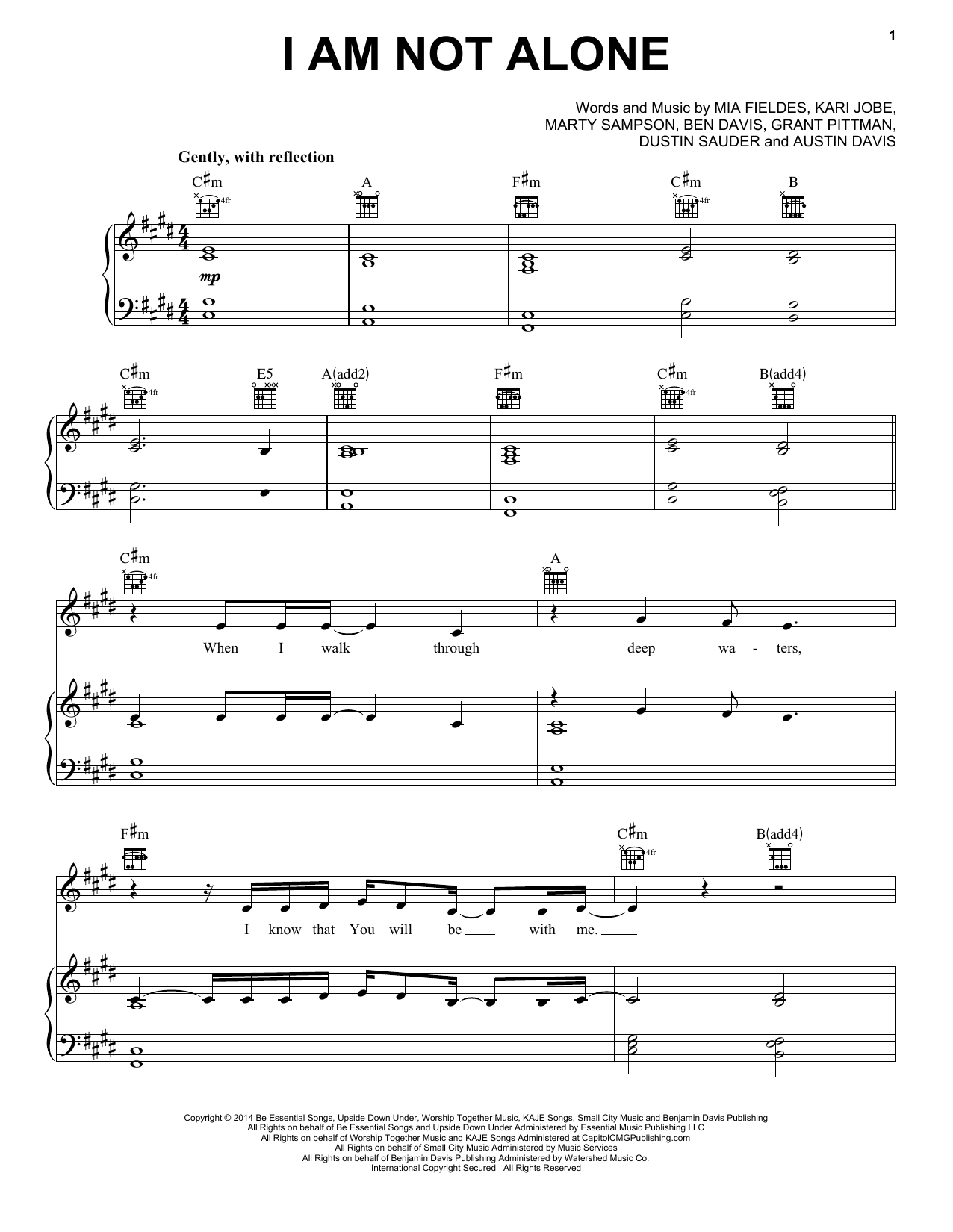 Kari Jobe I Am Not Alone Sheet Music Notes & Chords for Piano, Vocal & Guitar (Right-Hand Melody) - Download or Print PDF