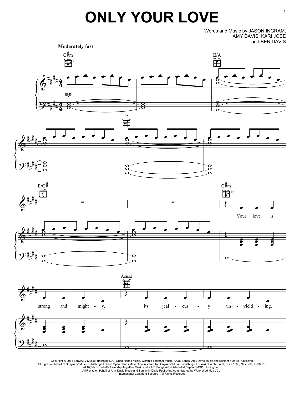 Kari Jobe Only Your Love Sheet Music Notes & Chords for Piano, Vocal & Guitar (Right-Hand Melody) - Download or Print PDF