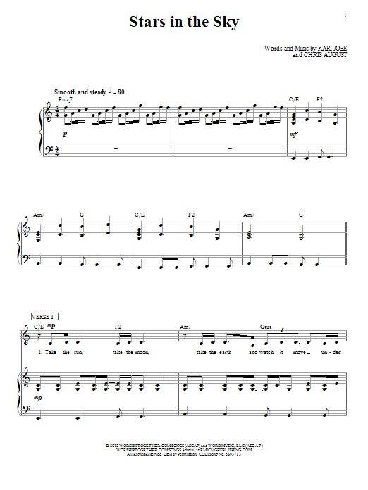 Kari Jobe Stars In The Sky Sheet Music Notes & Chords for Piano, Vocal & Guitar (Right-Hand Melody) - Download or Print PDF Kari Jobe Stars In The Sky Sheet Music Notes & Chords for Piano, Vocal & Guitar (Right-Hand Melody) - Download or Print PDF