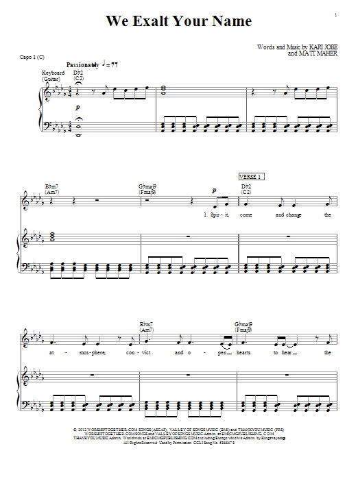 Kari Jobe We Exalt Your Name Sheet Music Notes & Chords for Piano, Vocal & Guitar (Right-Hand Melody) - Download or Print PDF Kari Jobe We Exalt Your Name Sheet Music Notes & Chords for Piano, Vocal & Guitar (Right-Hand Melody) - Download or Print PDF