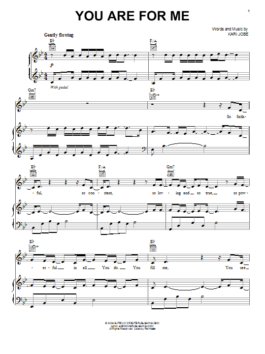 Kari Jobe You Are For Me Sheet Music Notes & Chords for Piano, Vocal & Guitar (Right-Hand Melody) - Download or Print PDF