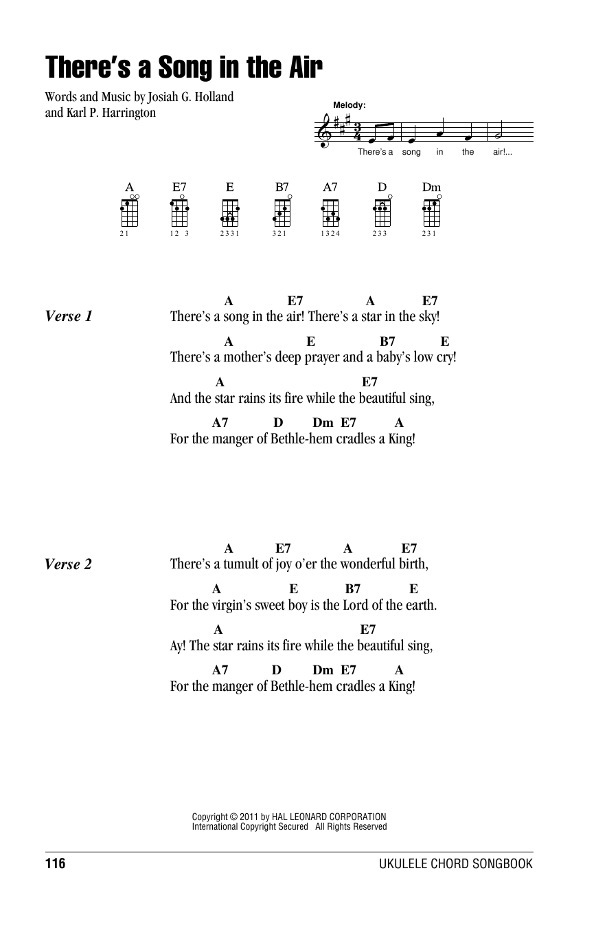 Karl P. Harrington There's A Song In The Air Sheet Music Notes & Chords for Ukulele with strumming patterns - Download or Print PDF