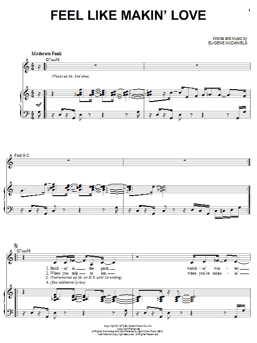 Karrin Allyson Feel Like Makin' Love Sheet Music Notes & Chords for Piano, Vocal & Guitar (Right-Hand Melody) - Download or Print PDF