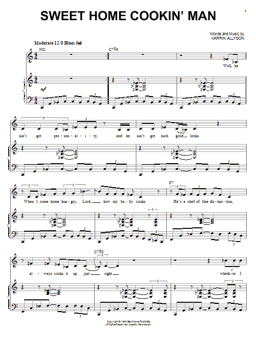 Karrin Allyson Sweet Home Cookin' Man Sheet Music Notes & Chords for Piano & Vocal - Download or Print PDF