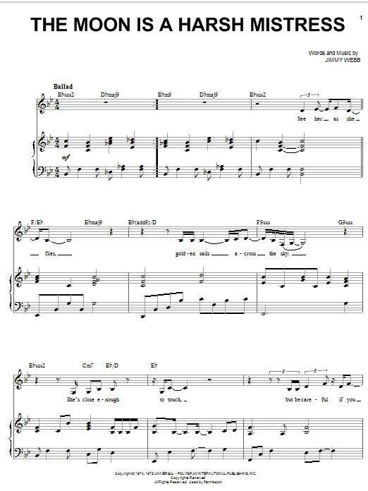 Karrin Allyson The Moon Is A Harsh Mistress Sheet Music Notes & Chords for Piano, Vocal & Guitar (Right-Hand Melody) - Download or Print PDF