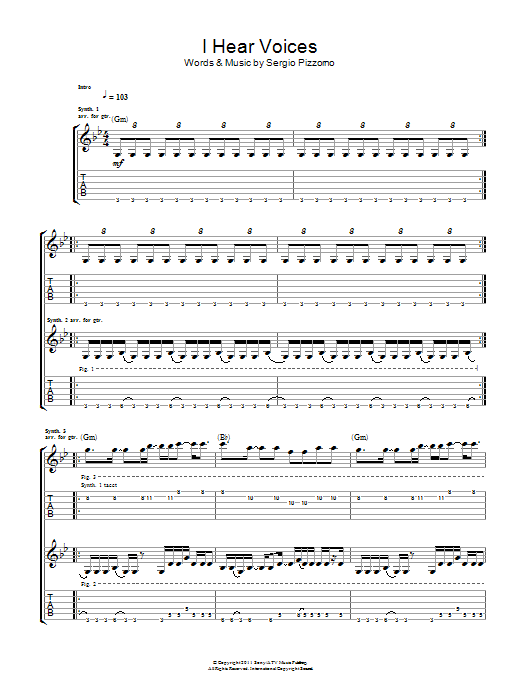 Kasabian I Hear Voices Sheet Music Notes & Chords for Guitar Tab - Download or Print PDF