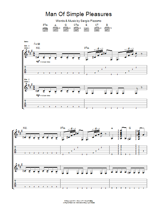 Kasabian Man Of Simple Pleasures Sheet Music Notes & Chords for Guitar Tab - Download or Print PDF Kasabian Man Of Simple Pleasures Sheet Music Notes & Chords for Guitar Tab - Download or Print PDF