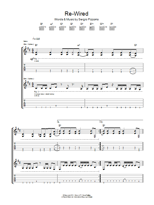 Kasabian Re-Wired Sheet Music Notes & Chords for Guitar Tab - Download or Print PDF
