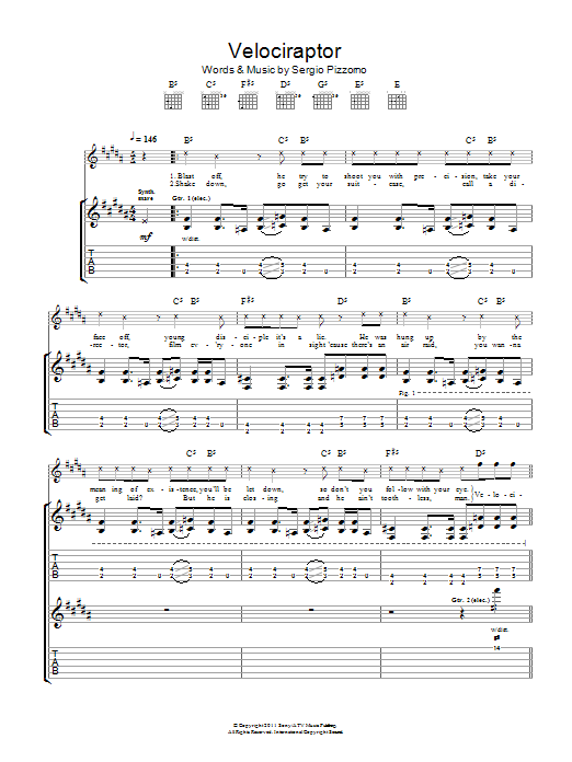 Kasabian Velociraptor! Sheet Music Notes & Chords for Guitar Tab - Download or Print PDF Kasabian Velociraptor! Sheet Music Notes & Chords for Guitar Tab - Download or Print PDF