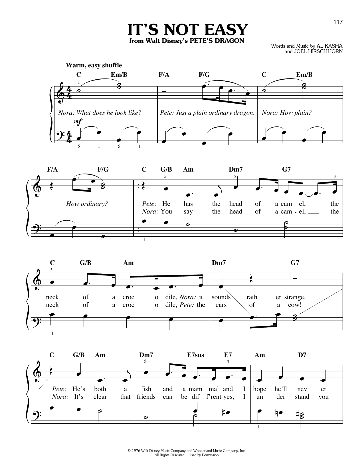 Kasha & Hirschhorn It's Not Easy (from Pete's Dragon) Sheet Music Notes & Chords for Easy Piano - Download or Print PDF Kasha & Hirschhorn It's Not Easy (from Pete's Dragon) Sheet Music Notes & Chords for Easy Piano - Download or Print PDF
