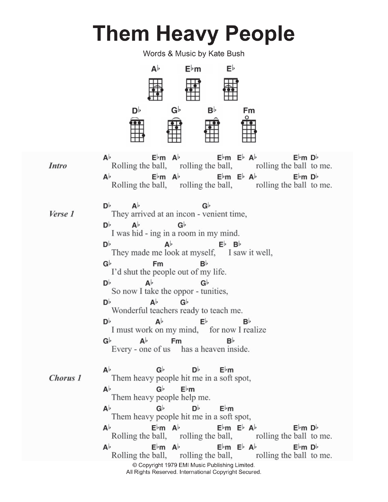 Kate Bush Them Heavy People Sheet Music Notes & Chords for Ukulele - Download or Print PDF